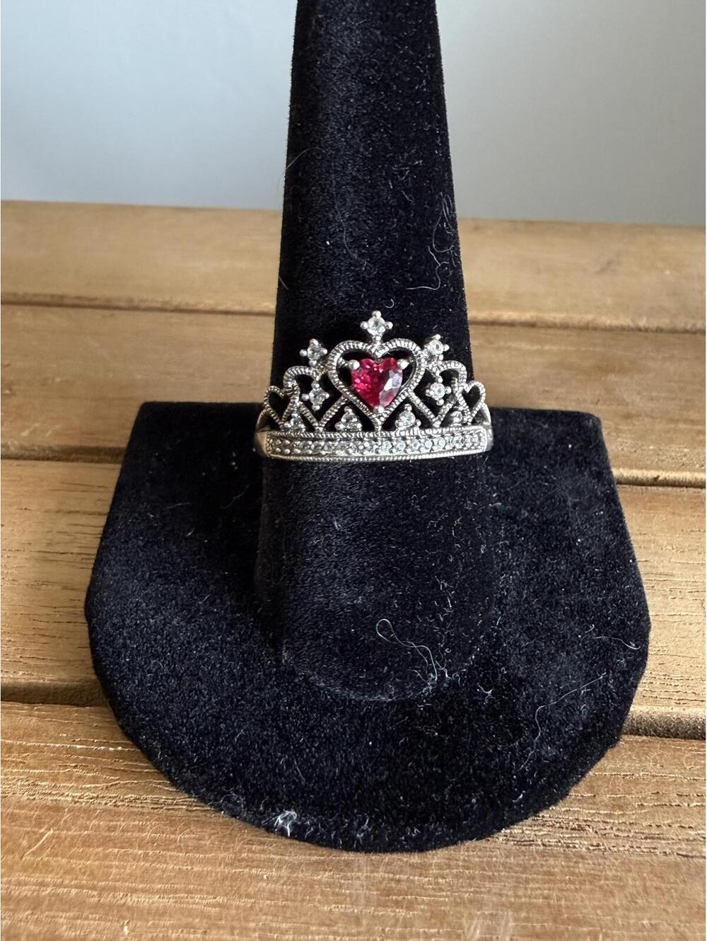 Kay Jewelers Sterling Silver Lab Ruby Crown Ring Size 10